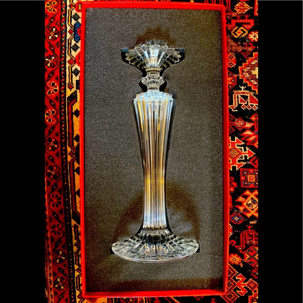 AUTHENTIC BACCARAT MILLE NUITS BOUGEOIR CRYSTAL CANDLESTICK SET OF TWO 2 - Picture 7 of 16